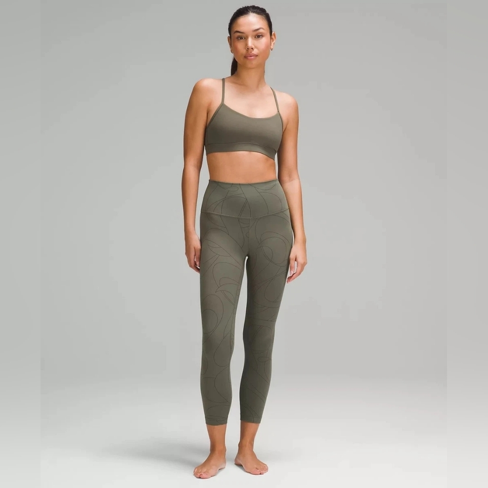 Lululemon Align High-Rise Pant 25" Size 6 Scripted Yogo Army Green - Dark Olive